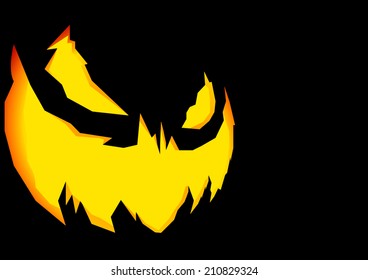 detailed illustration of a scary halloween Jack-o-Lantern face carving background, eps10 vector