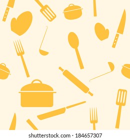 Detailed Illustration Of A Seamless Cooking Background Pattern, Eps10 Vector