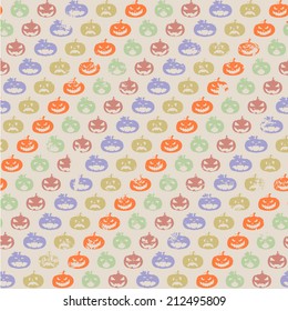 detailed illustration of a seamless grungy halloween pumpkin pattern, eps10 vector