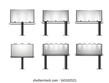 detailed illustration of a set of a black advertising signs isolated on white, eps10 vector