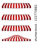 detailed illustration of set of striped awnings