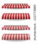 detailed illustration of set of striped awnings