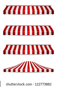 detailed illustration of set of striped awnings svg