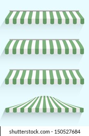 detailed illustration of set of striped awnings