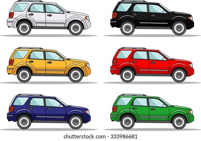 Cartoon Minivan Big Wheels Six Different Stock Illustration 150698963 ...