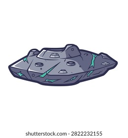 Detailed illustration of a sleek metallic sci fi spaceship