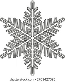 A detailed illustration of a snowflake showcasing its complex geometric structure and unique design