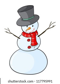 detailed illustration of a snowman on a white background