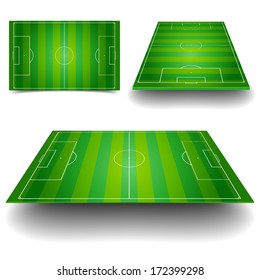 detailed illustration of a soccer field with different perspectives, eps10 vector