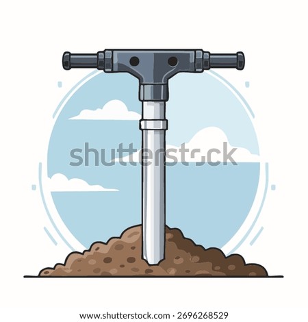 A detailed illustration of a soil probe taking a core sample from the earth.
