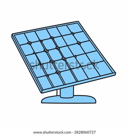 A detailed illustration of a solar panel mounted on a stand, emphasizing renewable energy technology and sustainable power generation.