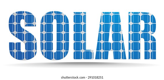 detailed illustration of a solar text with photovoltaik cell pattern, eps10 vector