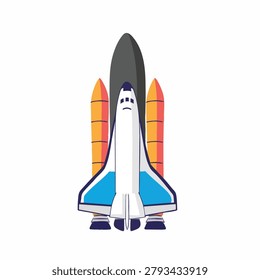 A detailed illustration of a space shuttle, featuring its main body, wings, and booster rockets, poised for an interstellar journey.