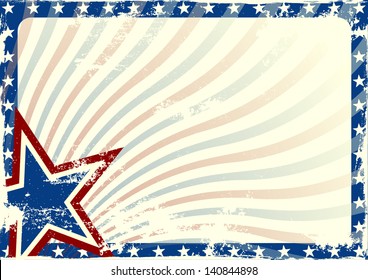 detailed illustration of a stars and stripes background with grunge texture and white space, eps 10 vector