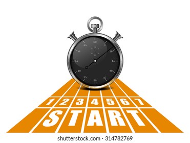 detailed illustration of a start track in perspective view with a stop watch, eps10 vector