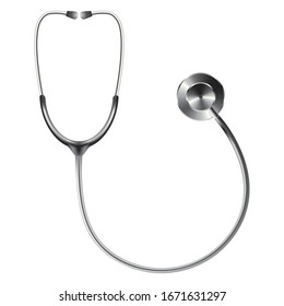 Detailed illustration of stethoscope, medical tool design on white background.