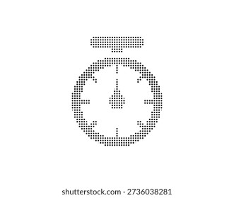 Detaillierte Illustration einer Stoppuhr, die aus zahlreichen kleinen Punkten besteht, die Zeit und Dringlichkeit auf sauberem, weißem Hintergrund darstellen