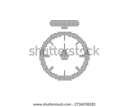 Detailed illustration of a stopwatch made using numerous small dots, representing time and urgency on a clean white background
