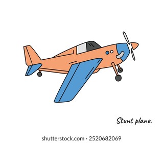 Stunt Plane arte vetorial para decoração de parede. imagens de transporte realistas. Transporte aéreo desenhado à mão isolado. para decoração de quarto, eventos, etc