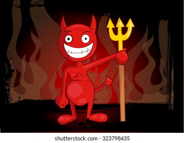 detailed illustration of a stylized red devil