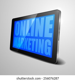 detailed illustration of a tablet computer device with Online Marketing text, eps10 vector
