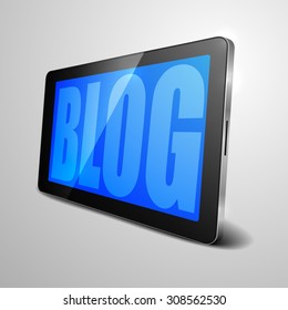 detailed illustration of a tablet computer device with Blog text, eps10 vector