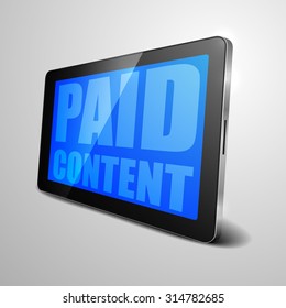 detailed illustration of a tablet computer device with Paid Content, eps10 vector