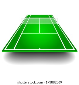 detailed illustration of a tennis court with frontal perspective, eps10 vector