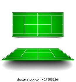 detailed illustration of a tennis court with perspective, eps10 vector