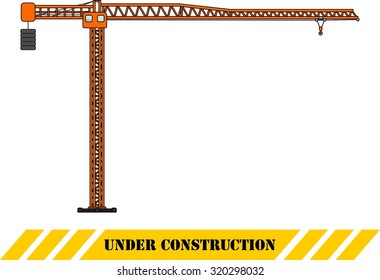 Detailed illustration of tower crane, heavy equipment and machinery