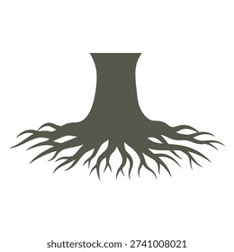 Detailed illustration of tree stump with roots