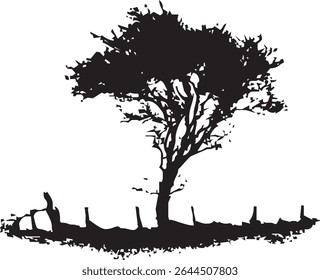 Detailed illustration of trees, showcasing vibrant colors and intricate details.