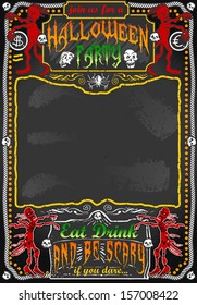 Detailed illustration of a Vintage Blackboard for Halloween Party for Bar or Restaurant