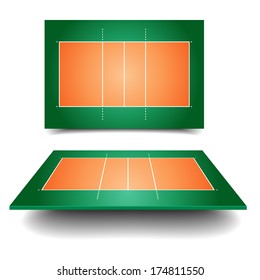 detailed illustration of a volleyball court with perspective, eps10 vector