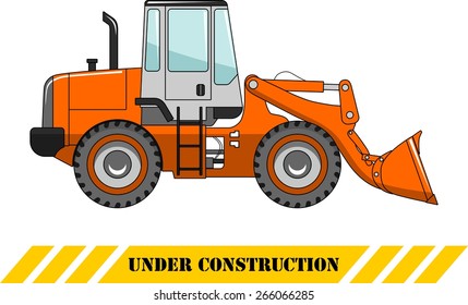 Detailed illustration of wheel loader, heavy equipment and machinery