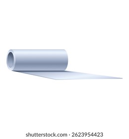 Detailed illustration of a white paper roll partially unrolled on a seamless white backdrop