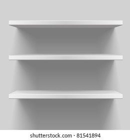 detailed illustration of white shelves with light from the top, eps8 vector