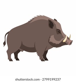 A detailed illustration of a wild boar, showcasing its powerful build and tusks.