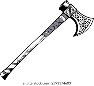 A detailed image of an axe showcasing its sharp blade and robust handle, ideal for various outdoor activities