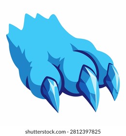 Detailed image of a blue creatures paw featuring sharp claws and textured skin, highlighting its fierce and powerful appearance.