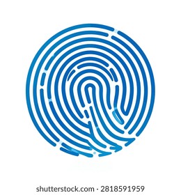 Detailed image of a blue fingerprint pattern, symbolizing identity, security, and biometric technology, with a focus on intricate ridges and whorls.