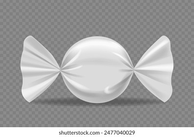 Detailed Image Of A Clear Candy Wrapper With Realistic Texture On A Transparent Background. Isolated 3d Vector Mockup