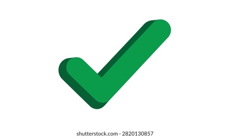 Detailed image of a green check mark icon on a white background symbolizing achievement or confirmation meant for digital or print use