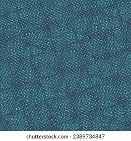 Detailed image, a piece of blue strong cloth with interrupted and crossed stripes. A swatch of thick wool or cotton fabric. Seamless pattern. Abstract vector.