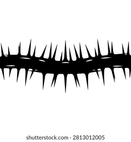 Detailed image showcasing black thorns and spikes with a stark contrast background, emphasizing the dangerous and jagged nature of the plants defense mechanisms.