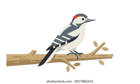 detailed image of a small gray and white woodpecker sitting on a branch with dark background emphasizes bird beauty and nature scene