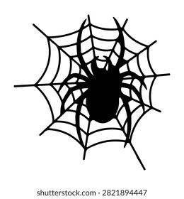 Detailed image of a spider on its web showcasing the complex silk structure and geometric design, set against a plain background.