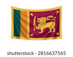 Detailed image of Sri Lanka flag fluttering gently. Symbol of national identity and pride, ideal for cultural or patriotic themed designs.