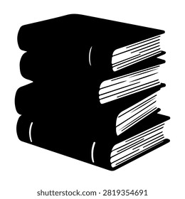 A detailed image of a stack of black books with white pages, ideal for themes related to reading, study, literature, and education.