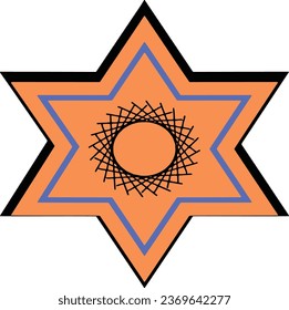 A detailed image of the Star of David surrounded by a blue border. This asset is ideal for Jewish-themed designs, religious materials, and cultural presentations